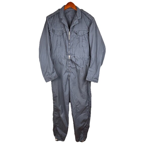 Men’s Distressed Gray Blue Gray Flight Suit Size 6 Chest 36”/Waist 32” Short USA - Picture 1 of 7